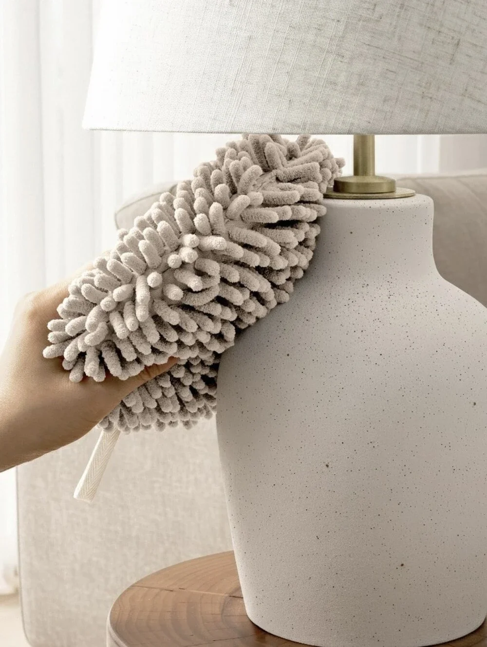 3-Pack Multipurpose Microfiber Plush Chenille Bath Scrubber White Beige Gray